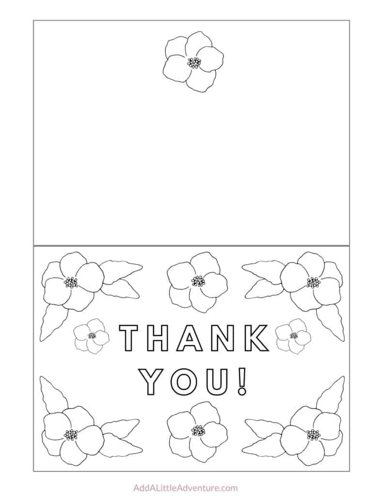 free printable thank you cards to color - add a little adventure